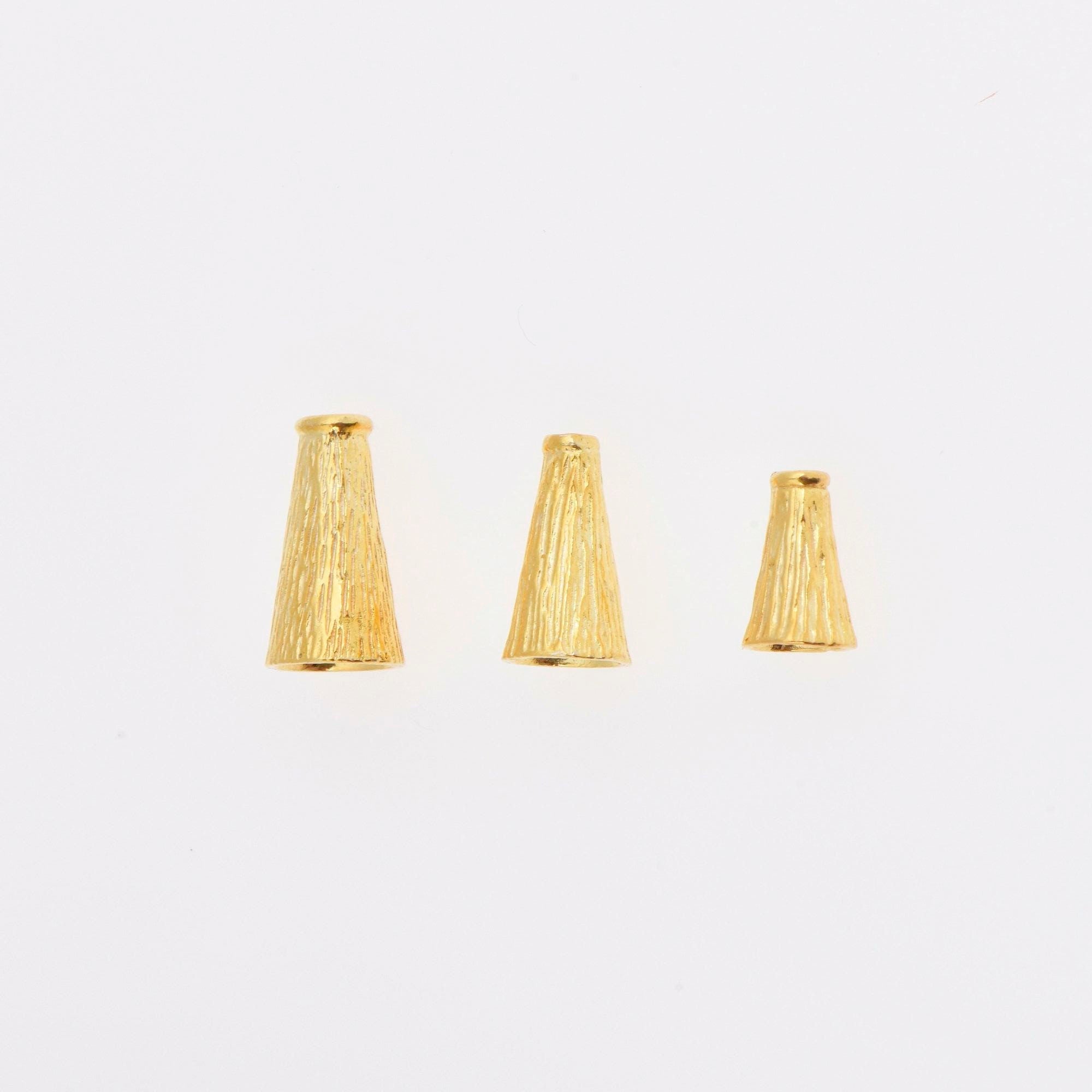 24K Gold Vermeil & 925 Silver Cone Shape Beads, Gold Cone Bead Caps, Antiique Silver End Bead Cones, Pyramid Bead Caps VM/M29 A-B-C