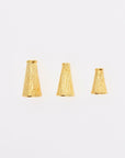 24K Gold Vermeil & 925 Silver Cone Shape Beads, Gold Cone Bead Caps, Antiique Silver End Bead Cones, Pyramid Bead Caps VM/M29 A-B-C