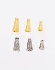 24K Gold Vermeil & 925 Silver Cone Shape Beads, Gold Cone Bead Caps, Antiique Silver End Bead Cones, Pyramid Bead Caps VM/M29 A-B-C