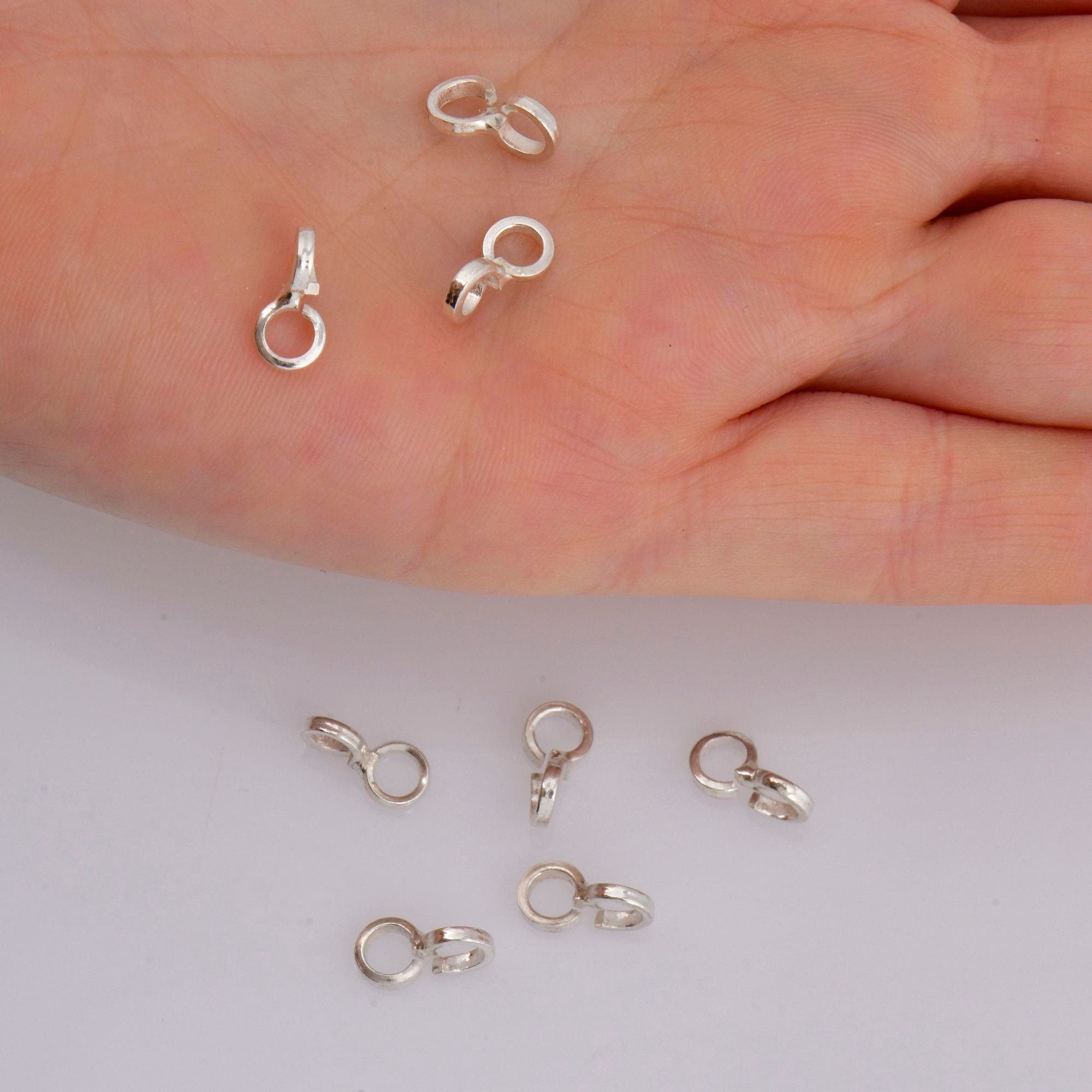 925 Sterling Silver Bails with Open Loop, Solid Silver Open Loop Bails, Smooth Silver Connector Bails, Bail Charms, Jewelry Findings, M30A