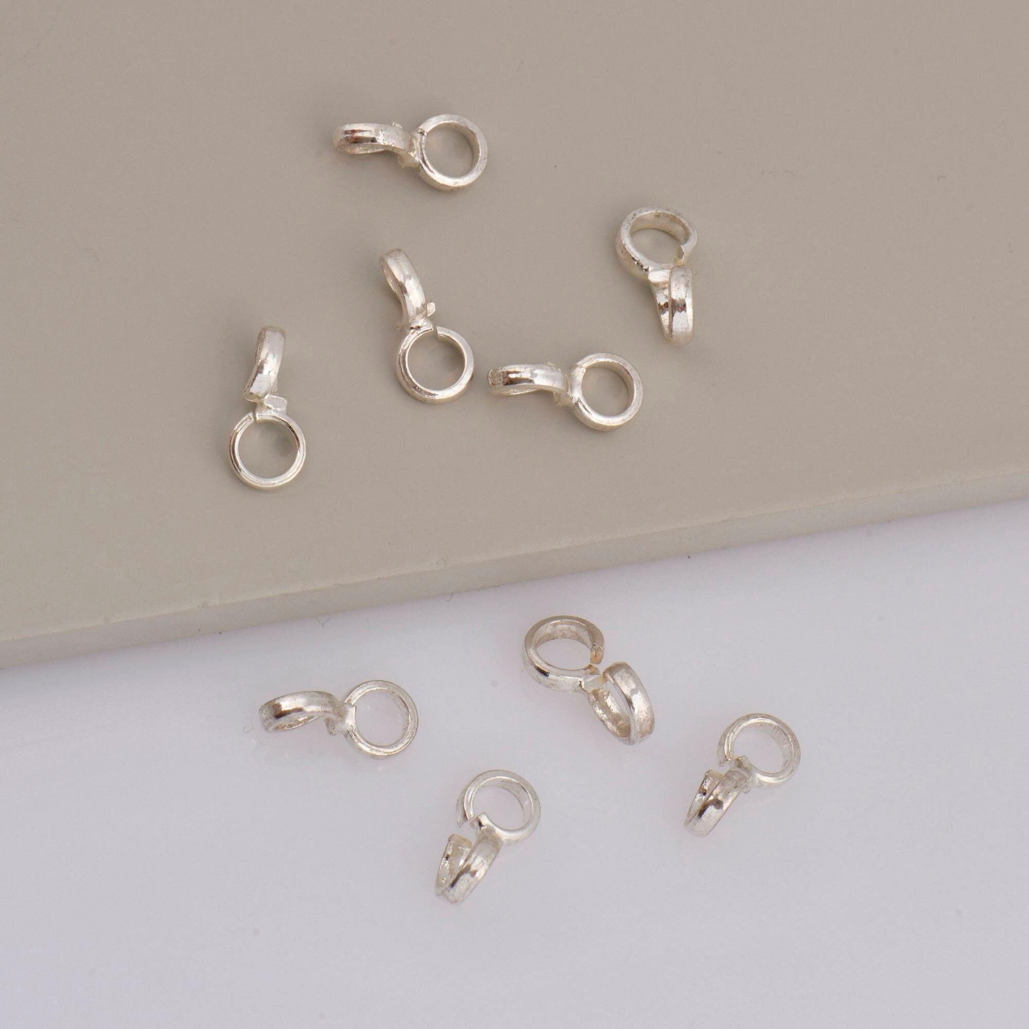 925 Sterling Silver Bails with Open Loop, Solid Silver Open Loop Bails, Smooth Silver Connector Bails, Bail Charms, Jewelry Findings, M30B