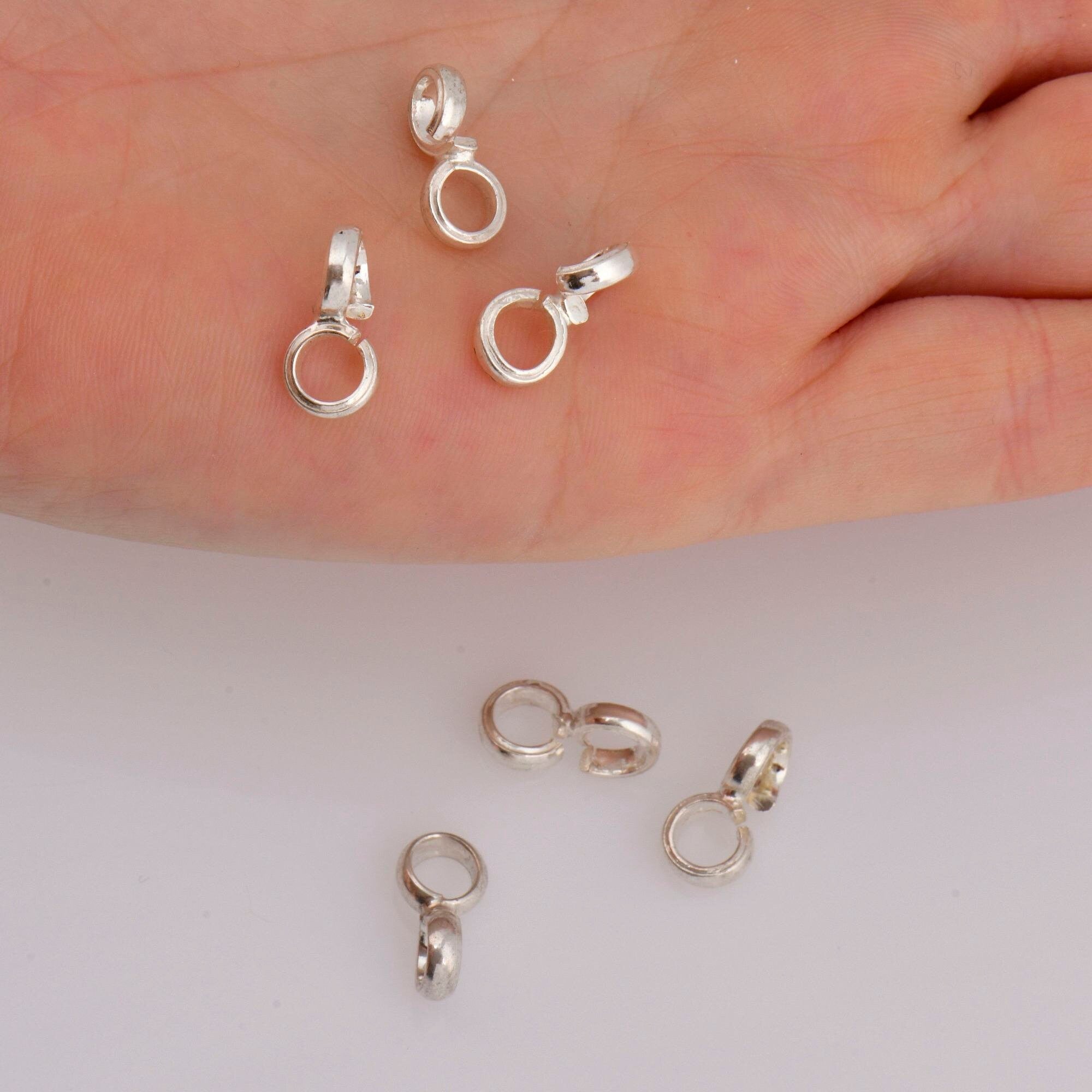 925 Sterling Silver Bails with Open Loop, Solid Silver Open Loop Bails, Smooth Silver Connector Bails, Bail Charms, Jewelry Findings, M30C