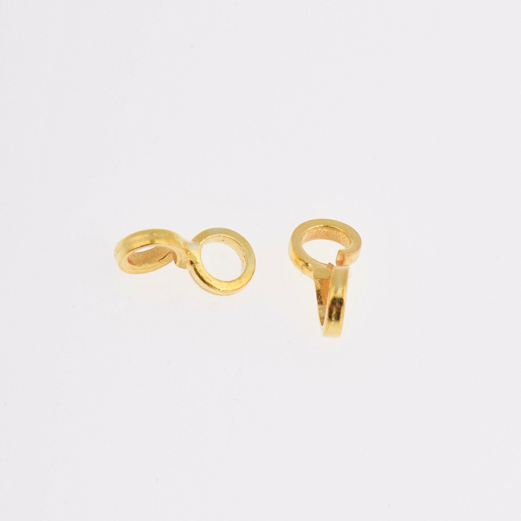 24K Gold Vermeil Bails with Open Loop, Gold Plated Open Loop Bails, 925 Smooth Silver Connector Bails, Bail Charms, Jewelry Findings, VM30A