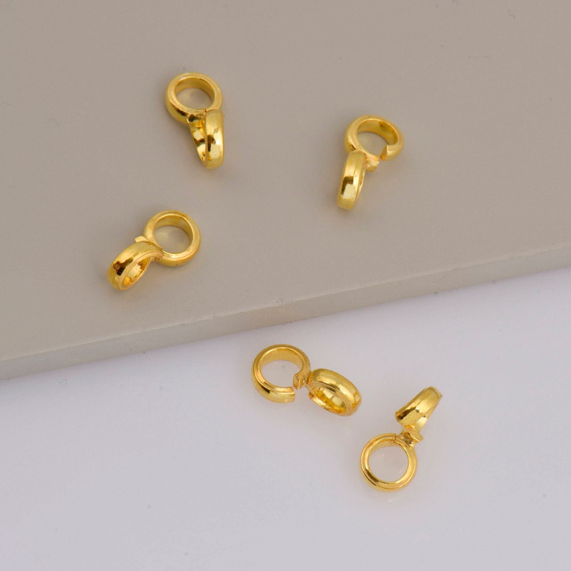 24K Gold Vermeil Bails with Open Loop, Gold Plated Open Loop Bails, 925 Smooth Silver Connector Bails, Bail Charms, Jewelry Findings,VM30A-C