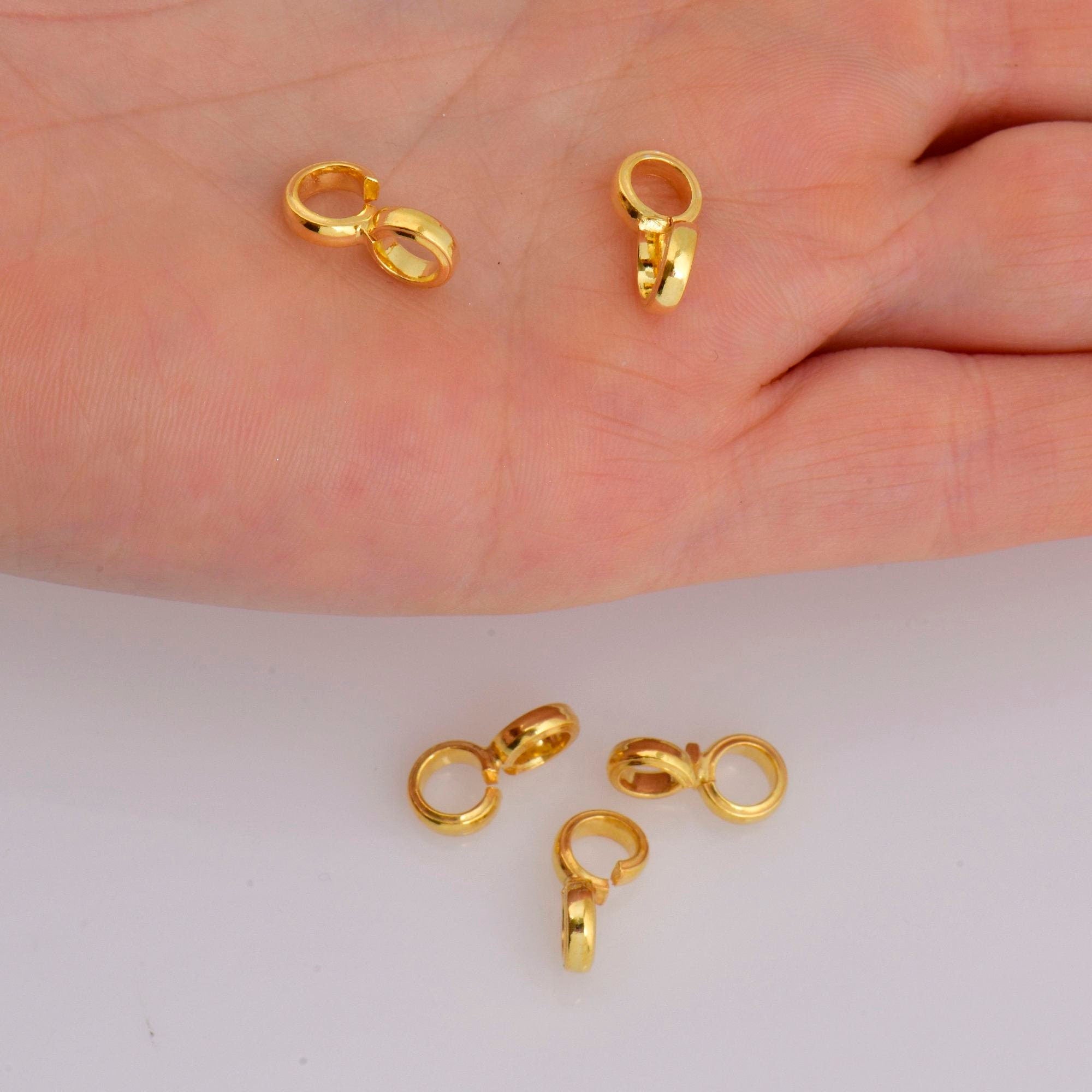 24K Gold Vermeil Bails with Open Loop, Gold Plated Open Loop Bails, 925 Smooth Silver Connector Bails, Bail Charms, Jewelry Findings, VM30C