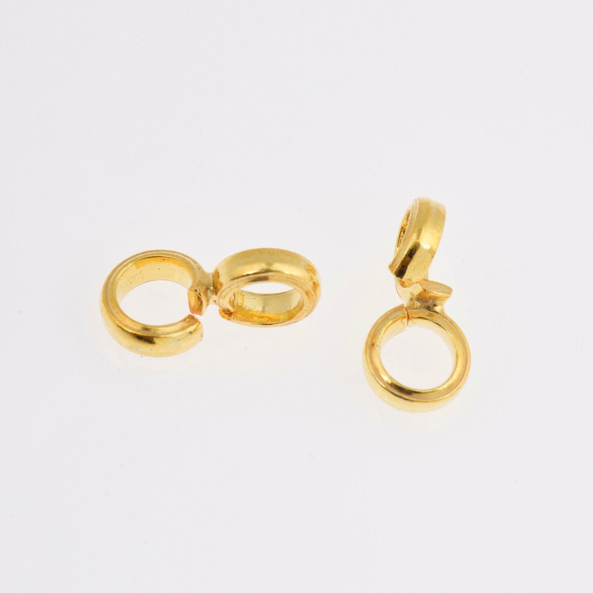 24K Gold Vermeil Bails with Open Loop, Gold Plated Open Loop Bails, 925 Smooth Silver Connector Bails, Bail Charms, Jewelry Findings, VM30C