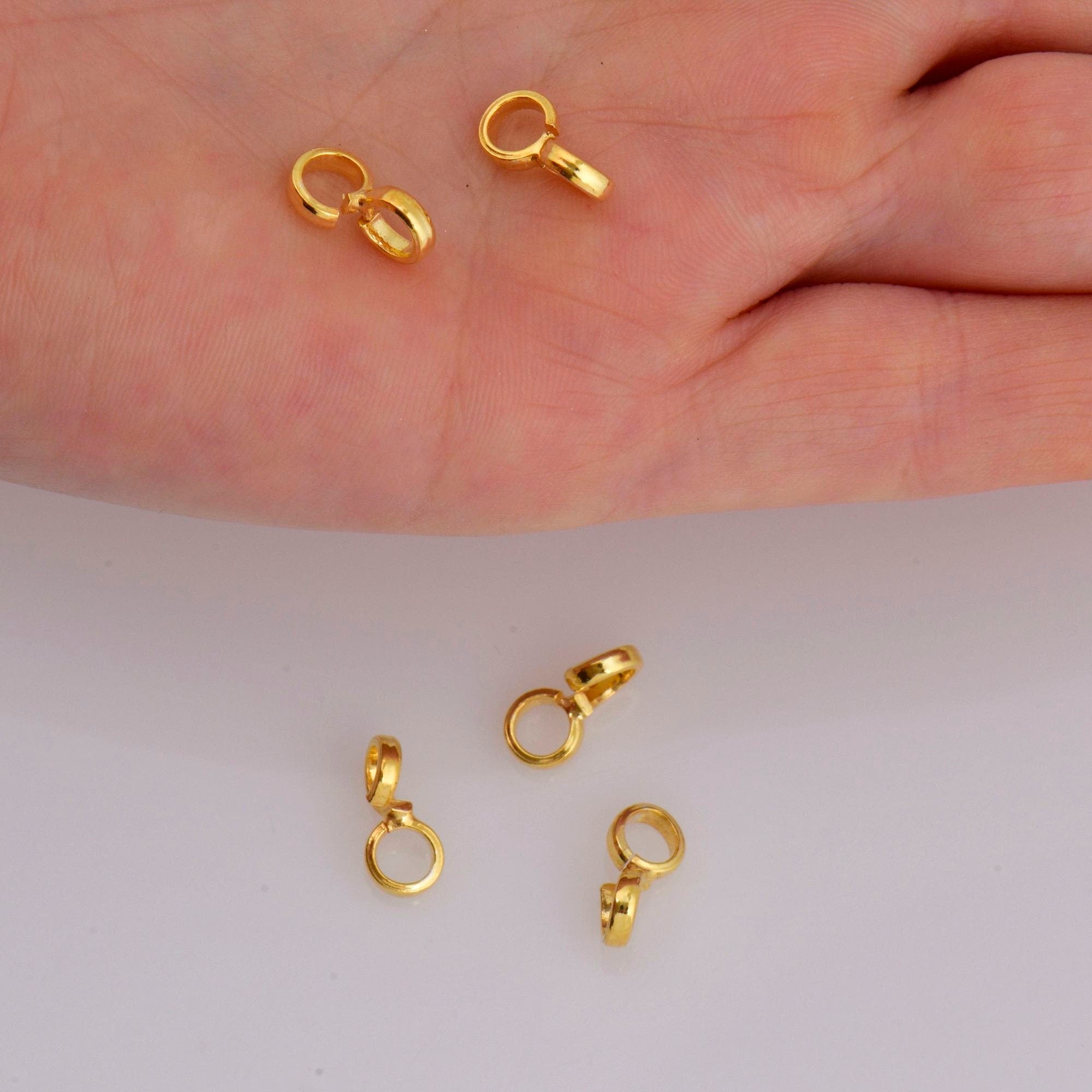 24K Gold Vermeil Bails with Open Loop, Gold Plated Open Loop Bails, 925 Smooth Silver Connector Bails, Bail Charms, Jewelry Findings,VM30A-C