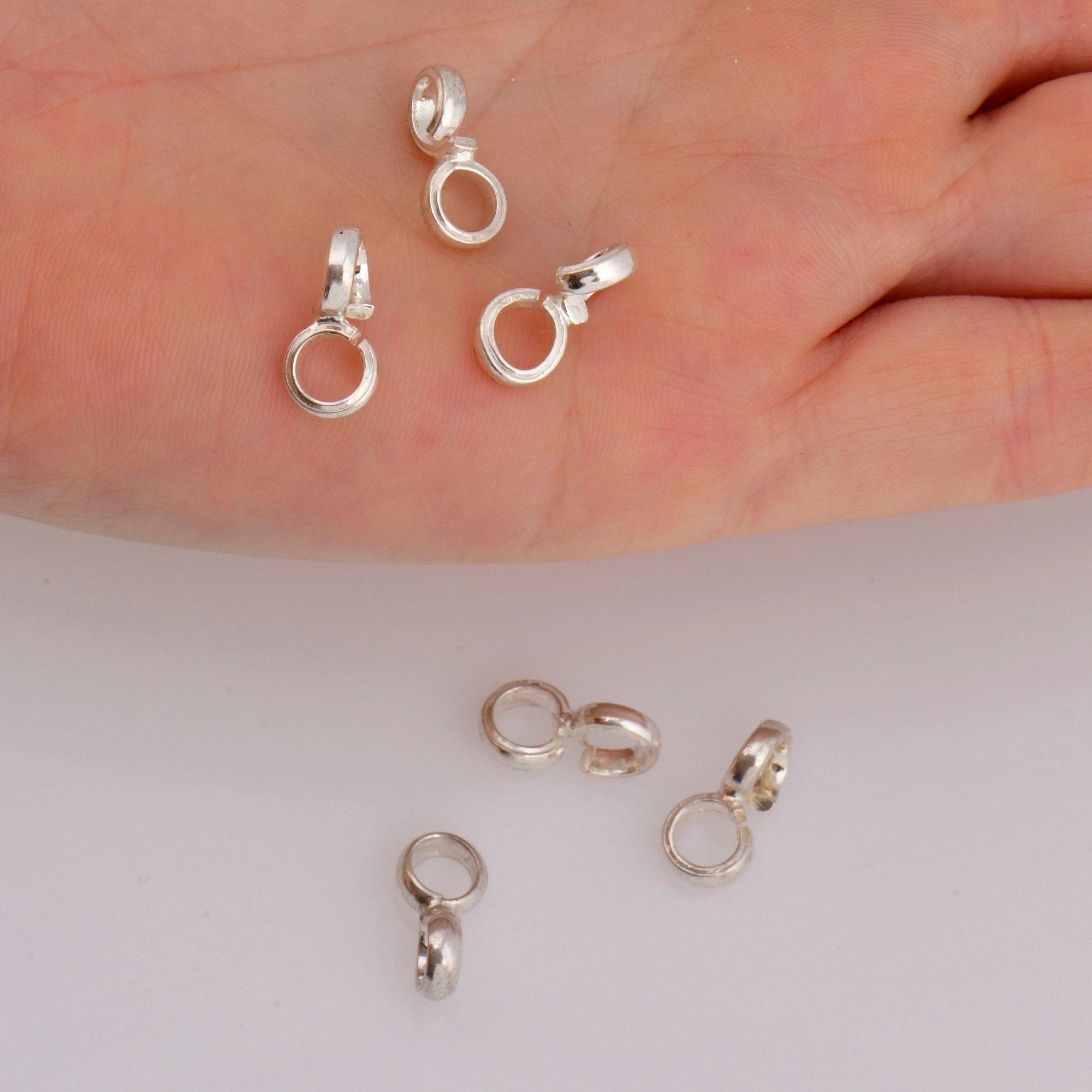 925 Sterling Silver Bails with Open Loop, Solid Silver Bails, Smooth Silver Connector Bails, Bail Charms, Jewelry Findings, M30A-B-C
