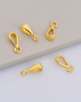 24K Gold Vermeil Bails with Open Loop, Gold Plated Open Ring Bails, 925 Smooth Silver Connector Bails, Bail Charms, Jewelry Findings, VM31