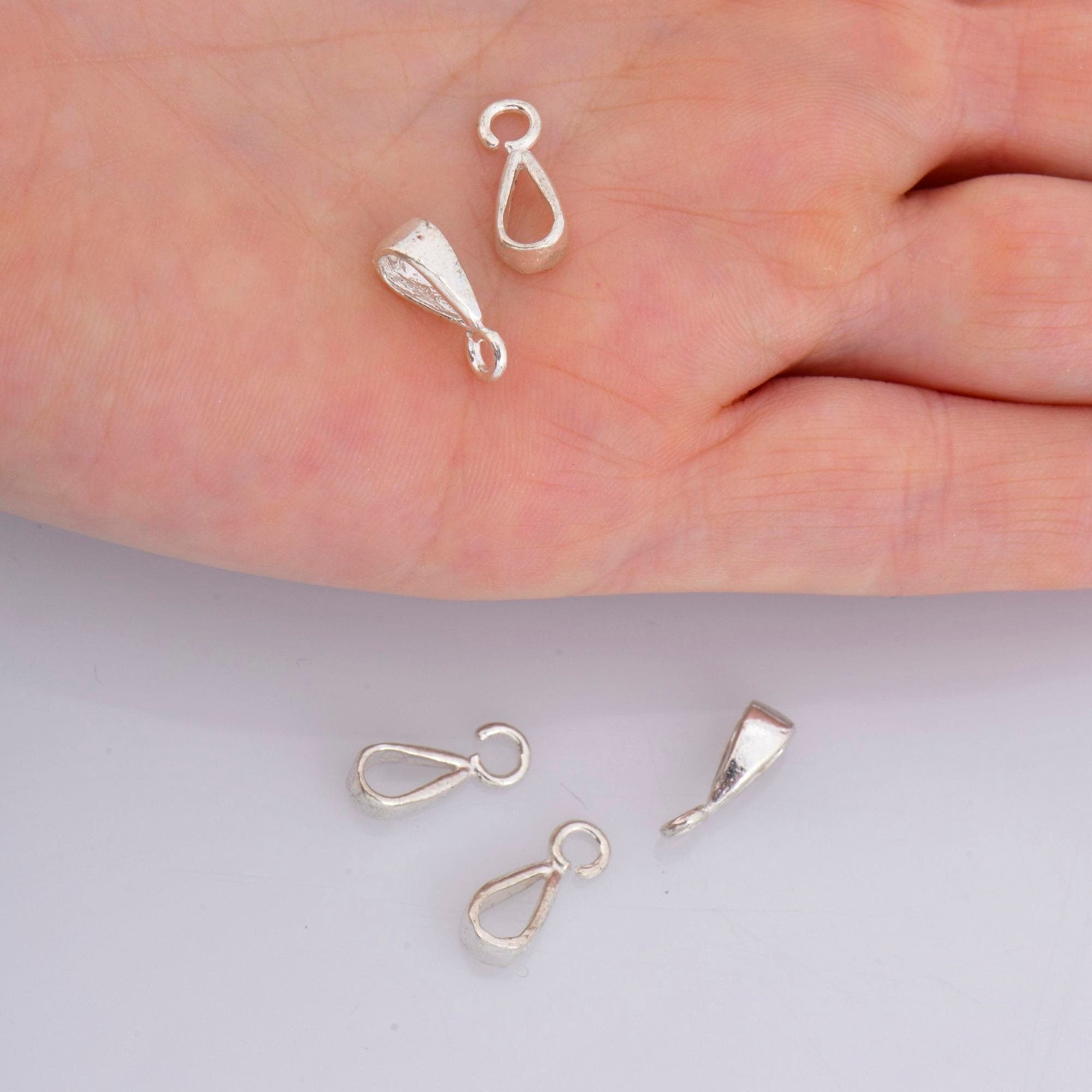 925 Sterling Silver Bails with Open Loop, Solid Silver Open Ring Bails, Smooth Silver Connector Bails, Bail Charms, Jewelry Findings, M31