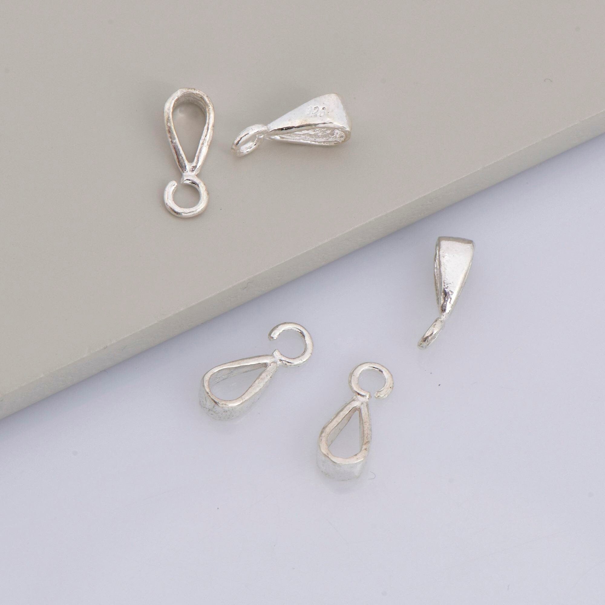 24K Gold Vermeil & 925 Silver Bails with Open Loop, Plated Open Ring Bails, Smooth Connector Bails, Bail Charms, Jewelry Findings, M-VM31
