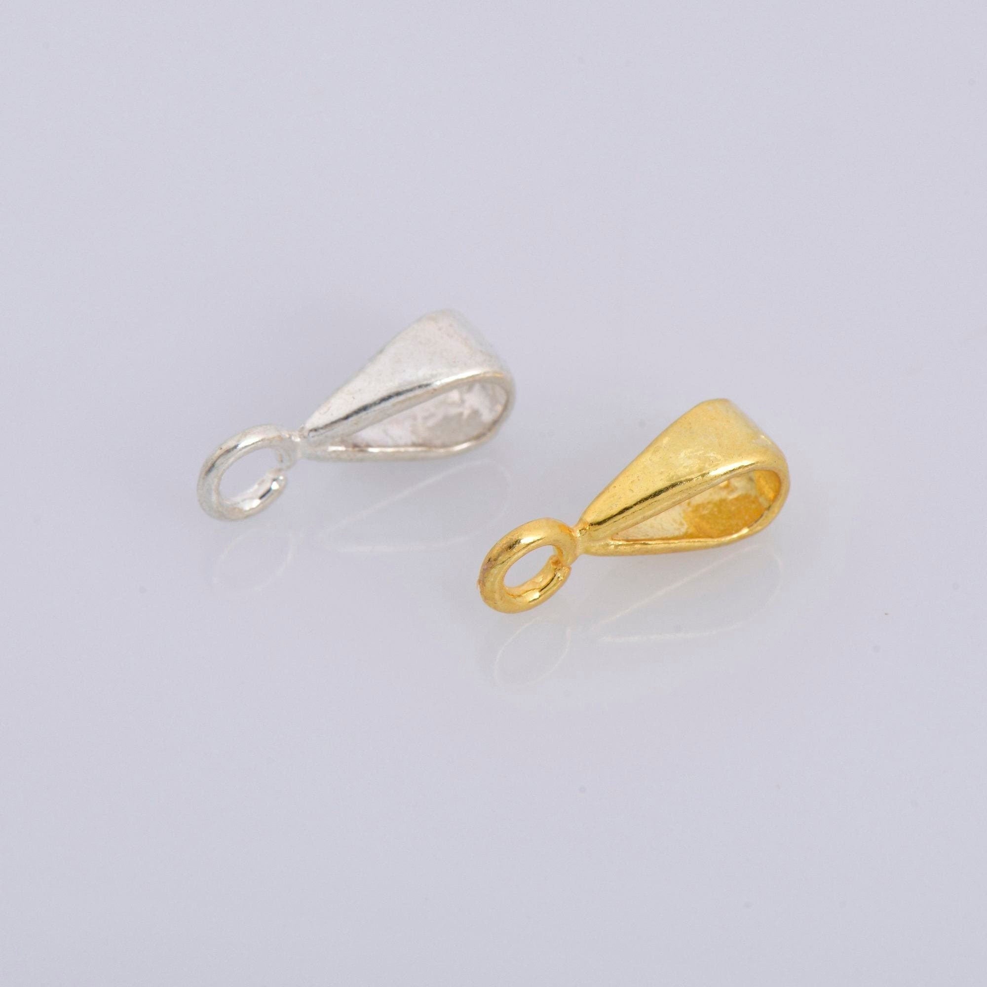 24K Gold Vermeil & 925 Silver Bails with Open Loop, Plated Open Ring Bails, Smooth Connector Bails, Bail Charms, Jewelry Findings, M-VM31