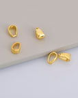 24K Gold Vermeil Simple Bails, Gold Plated Pinch Bails, 925 Solid Silver Plain Bails, Bail Charms, Findings For Jewelry Making, VM32