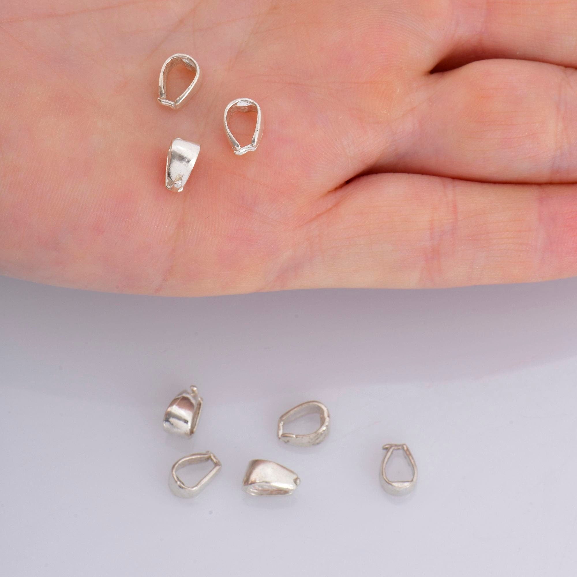 925 Sterling Silver Simple Bails, Solid Silver Pinch Bails, Solid Silver Plain Bails, Bail Charms, Findings For Jewelry Making, M32