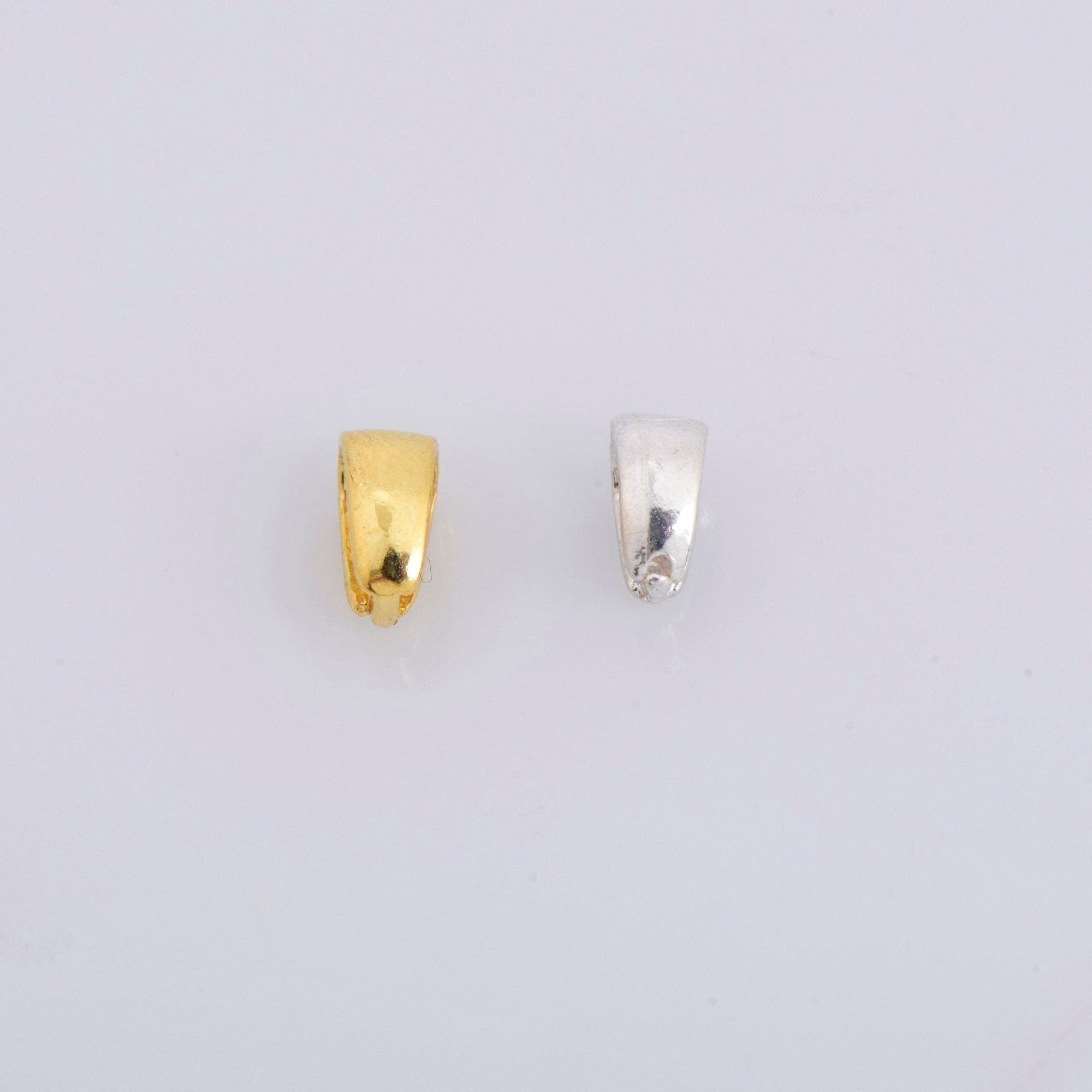 24K Gold Vermeil & 925 Silver Simple Bails, Silver Pinch Bails, Gold Plated, Plain Bails, Bail Charms, Finding For Jewelry Making, M/VM32