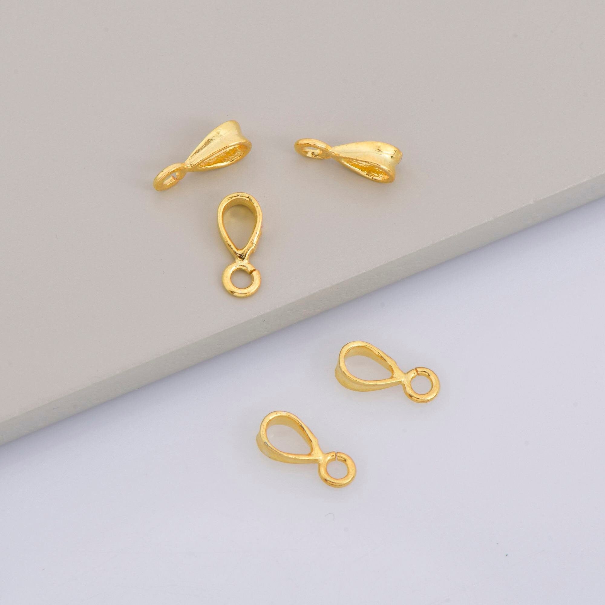 24K Gold Vermeil Bails with Open Loop, Gold Plated Open Loop Bails, 925 Smooth Silver Connector Bails, Bail Charms, Jewelry Findings, VM33
