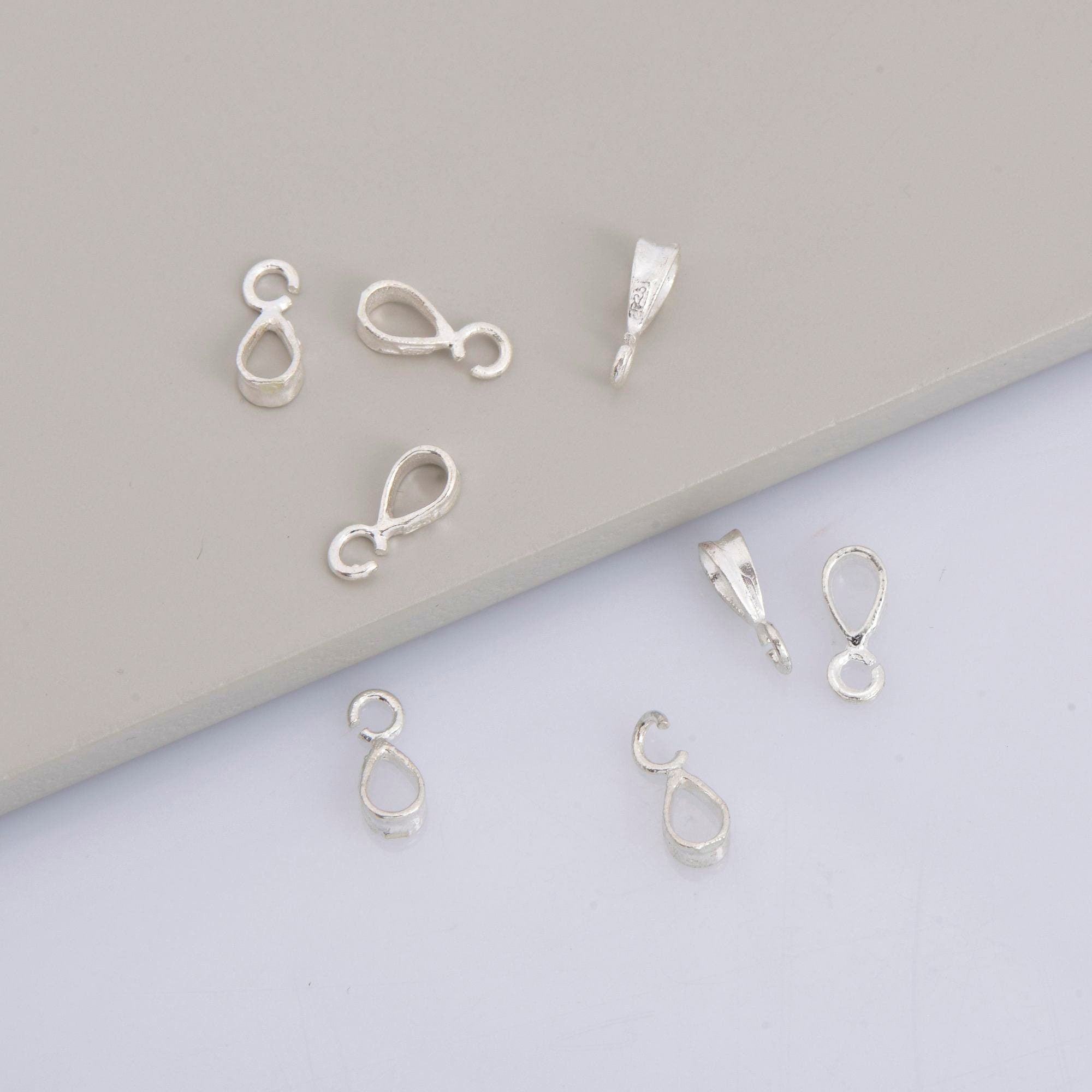 925 Sterling Silver Bails with Open Loop, Solid Silver Open Loop Bails, Smooth Silver Connector Bails, Bail Charms, Jewelry Findings, M33