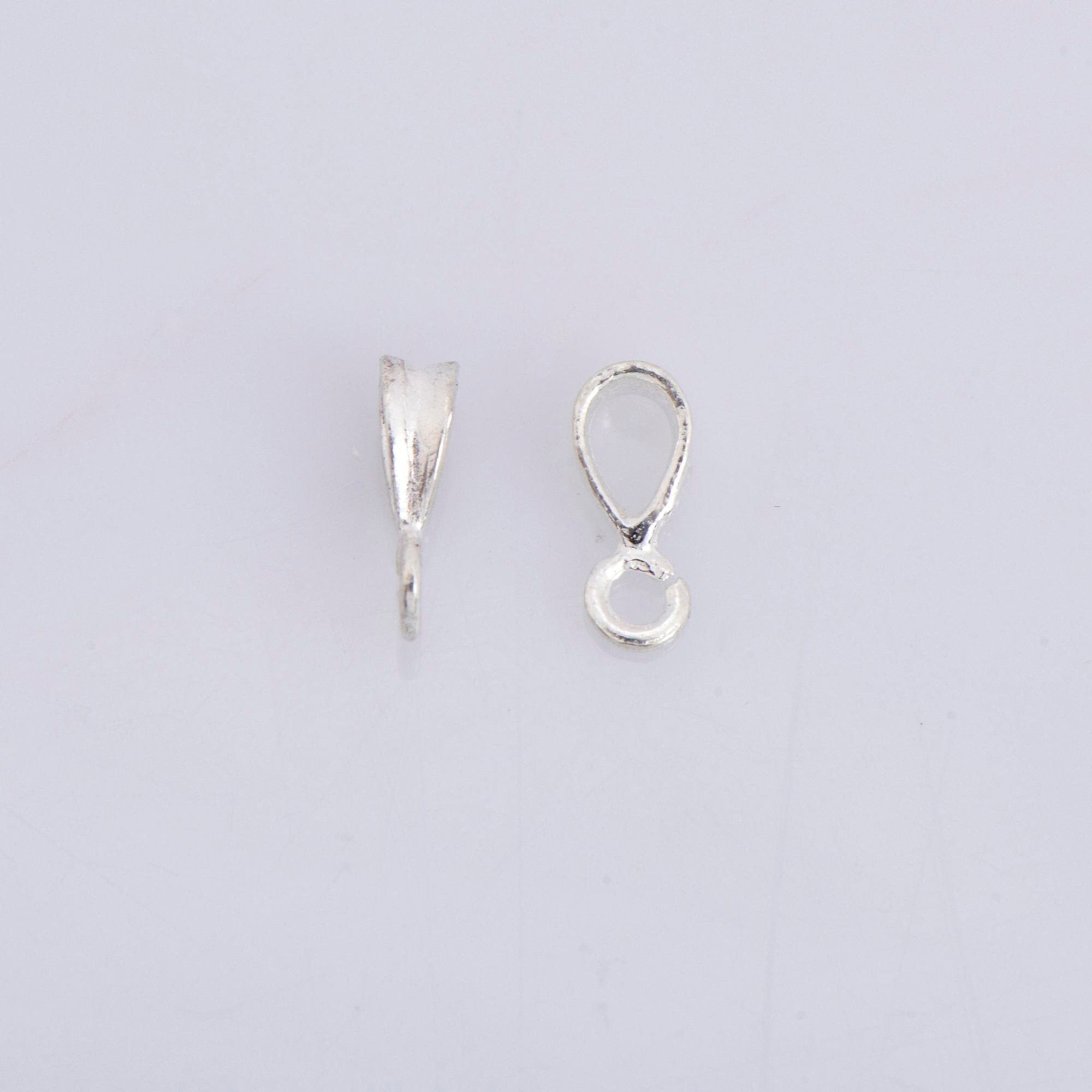 925 Sterling Silver Bails with Open Loop, Solid Silver Open Loop Bails, Smooth Silver Connector Bails, Bail Charms, Jewelry Findings, M33