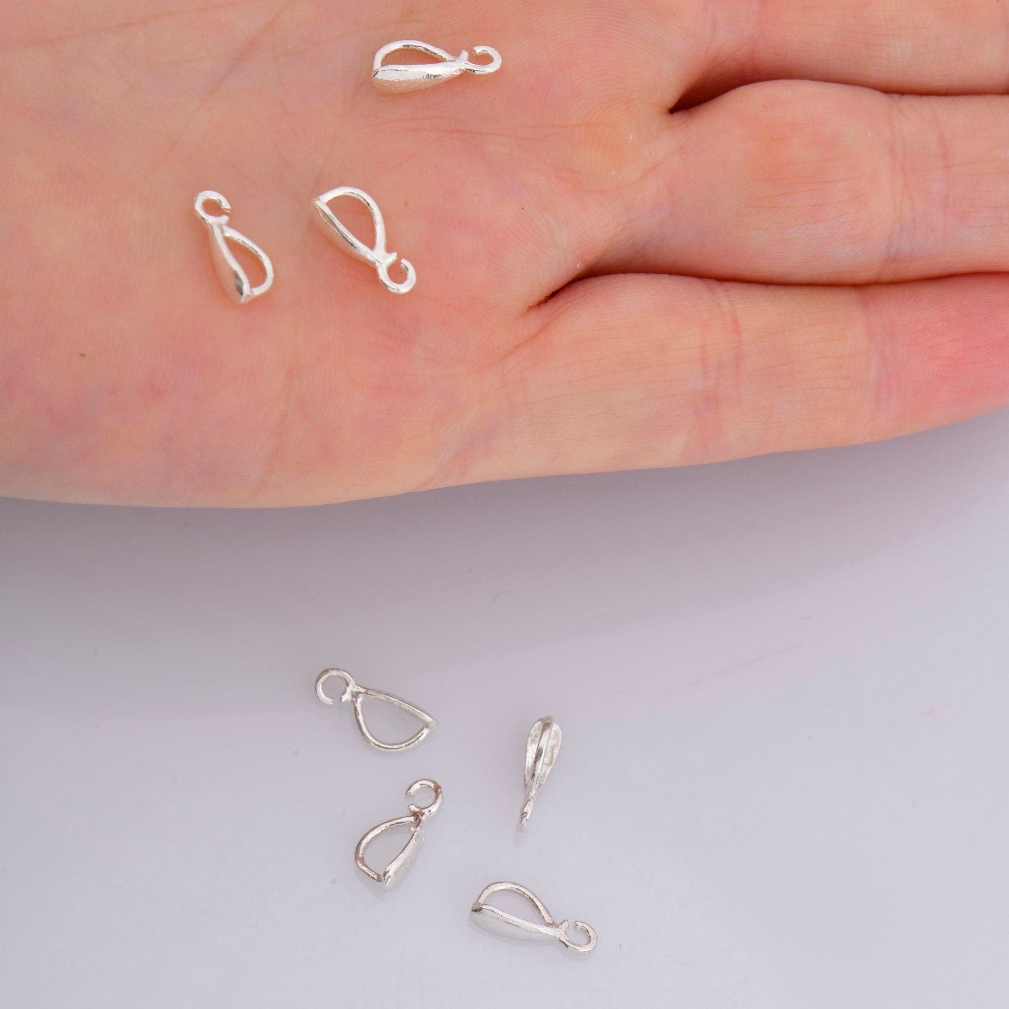 925 Sterling Silver Bails with Open Loop, Solid Silver Open Loop Bails, Smooth Silver Connector Bails, Bail Charms, Jewelry Findings, M35