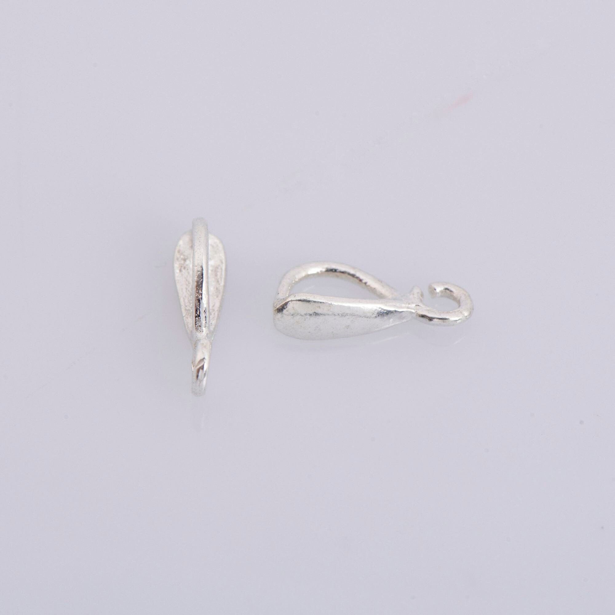 925 Sterling Silver Bails with Open Loop, Solid Silver Open Loop Bails, Smooth Silver Connector Bails, Bail Charms, Jewelry Findings, M35