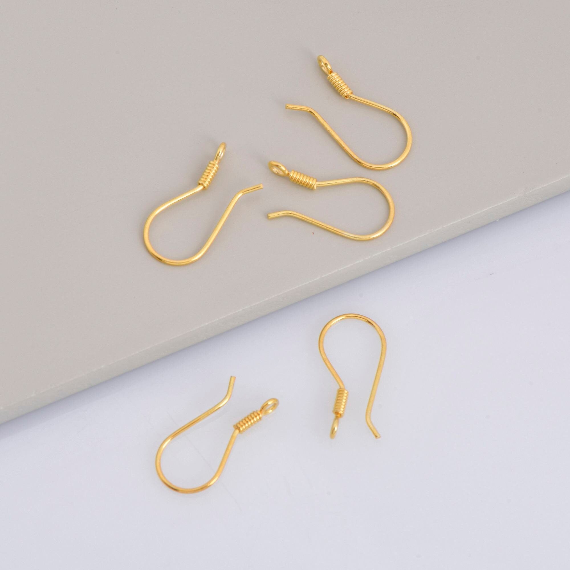24K Gold Vermeil Ear Wires, 24K Gold Plated Earring Hooks, 925 Solid Silver Ear Wires, Earrings Making Supply, Jewelry Making Findings, VM37