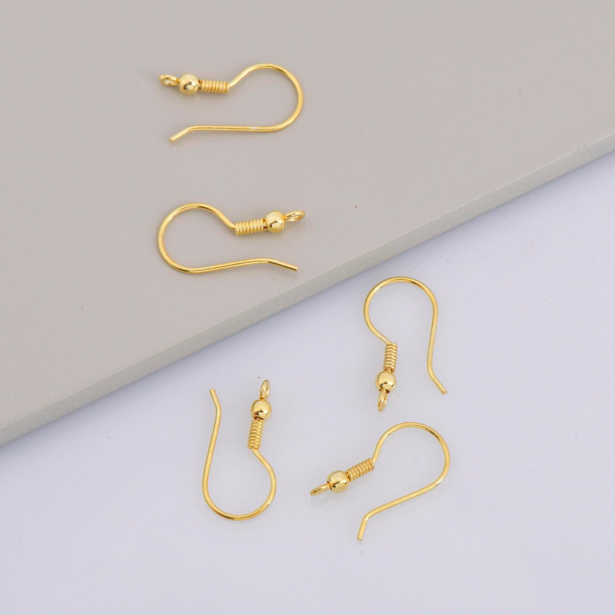 24K Gold Vermeil Ear Wires, 24K Gold Plated Earring Hooks, 925 Silver Ball Ear Wires, Earrings Making Supply, Jewelry Making Findings, VM39