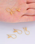 24K Gold Vermeil Ear Wires, 24K Gold Plated Earring Hooks, 925 Silver Flower Ear Wires, Earring Making Supply, Jewelry Making Findings, VM40
