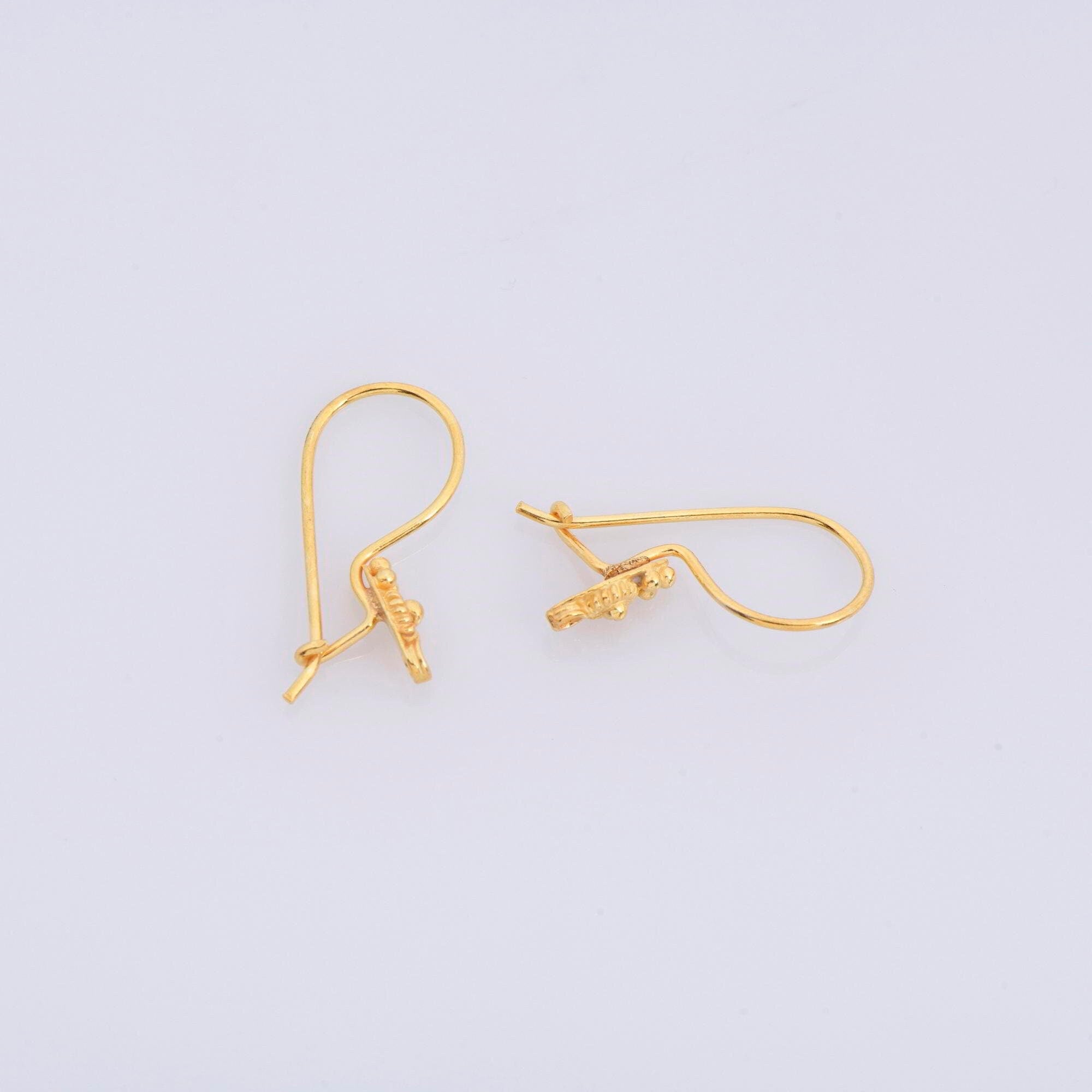 24K Gold Vermeil Ear Wires, 24K Gold Plated Earring Hooks, 925 Silver Flower Ear Wires, Earring Making Supply, Jewelry Making Findings, VM40
