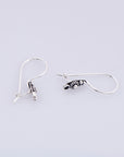 925 Sterling Silver Ear Wires, Solid Silver Earring Hooks, Oxidized Silver Flower Ear Wires, Earrings Making Supply, Jewelry Findings, M40