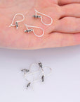 925 Sterling Silver Ear Wires, Solid Silver Earring Hooks, Oxidized Silver Flower Ear Wires, Earrings Making Supply, Jewelry Findings, M40
