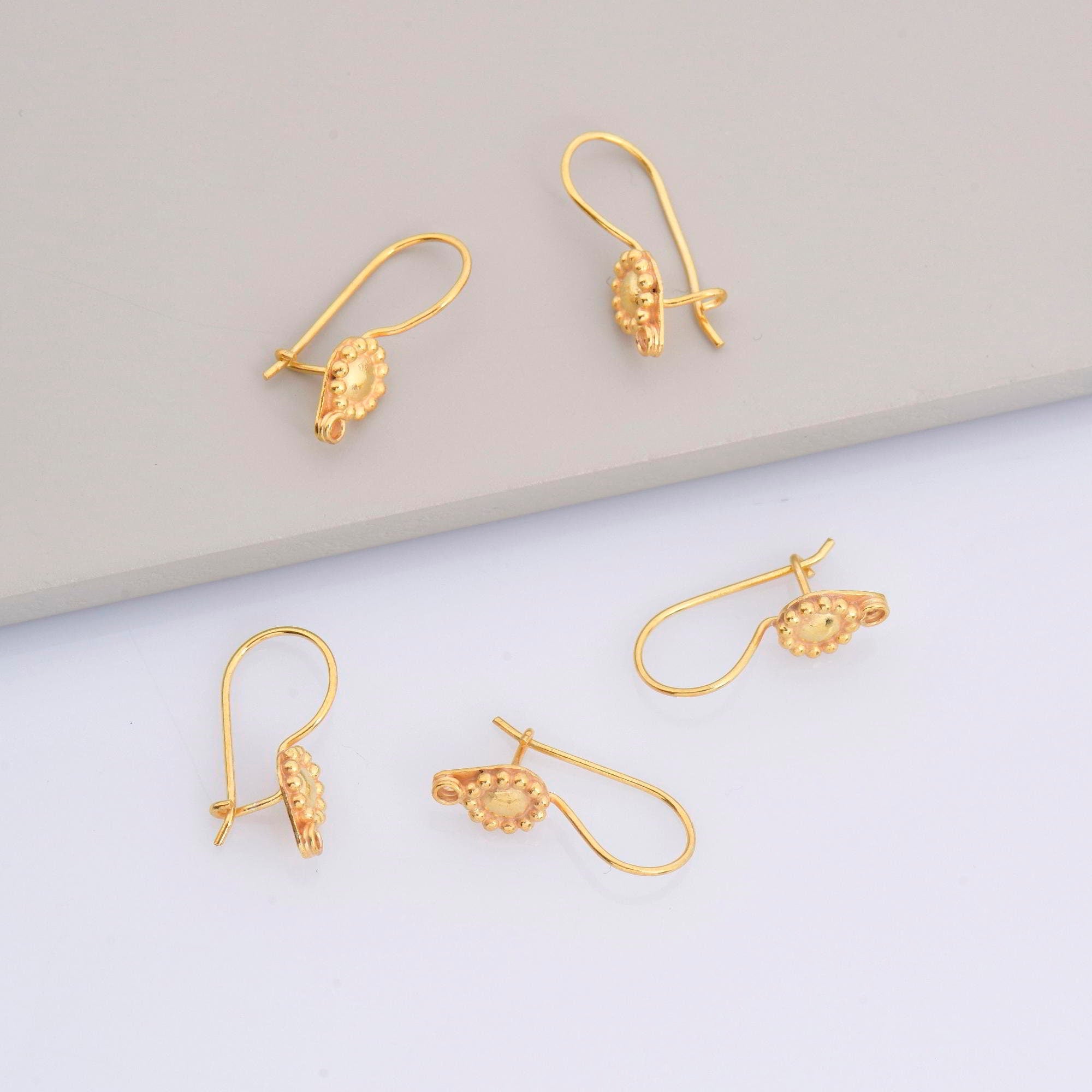 24K Gold Vermeil Ear Wires, 24K Gold Plated Earring Hooks, 925 Silver Flower Ear Wires, Earring Making Supply, Jewelry Making Findings, VM41
