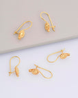 24K Gold Vermeil Ear Wires, 24K Gold Plated Earring Hooks, 925 Silver Flower Ear Wires, Earring Making Supply, Jewelry Making Findings, VM41