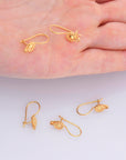 24K Gold Vermeil Ear Wires, 24K Gold Plated Earring Hooks, 925 Silver Flower Ear Wires, Earring Making Supply, Jewelry Making Findings, VM41