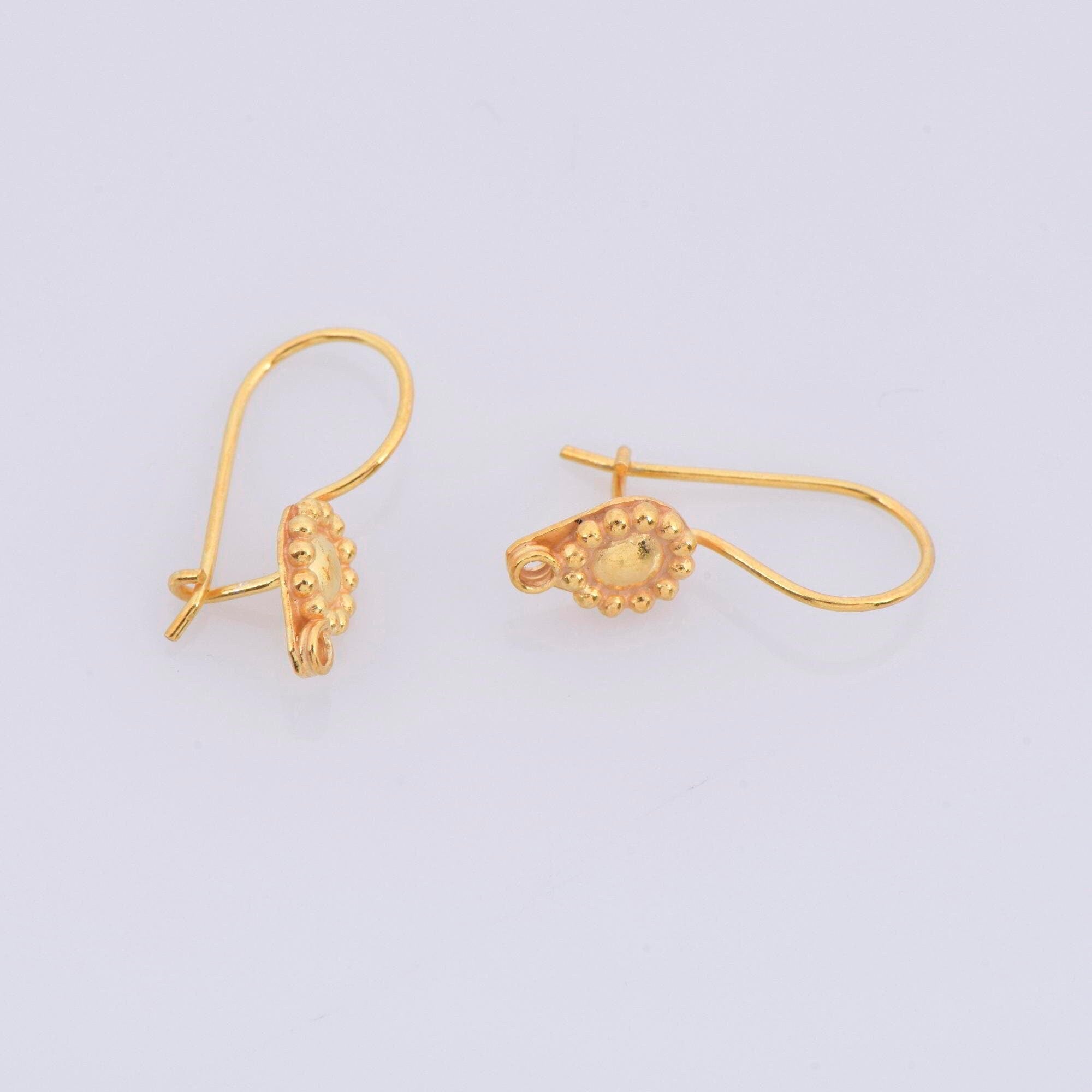24K Gold Vermeil Ear Wires, 24K Gold Plated Earring Hooks, 925 Silver Flower Ear Wires, Earring Making Supply, Jewelry Making Findings, VM41