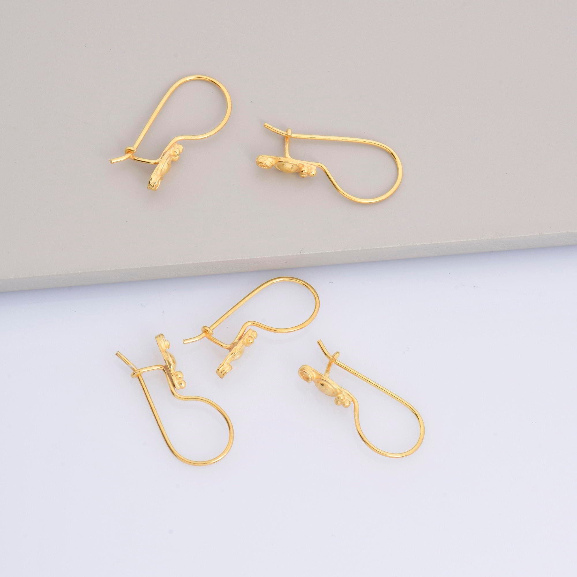 24K Gold Vermeil Ear Wires, 24K Gold Plated Earring Hooks, 925 Silver Flower Ear Wires, Earring Making Supply, Jewelry Making Findings, VM42
