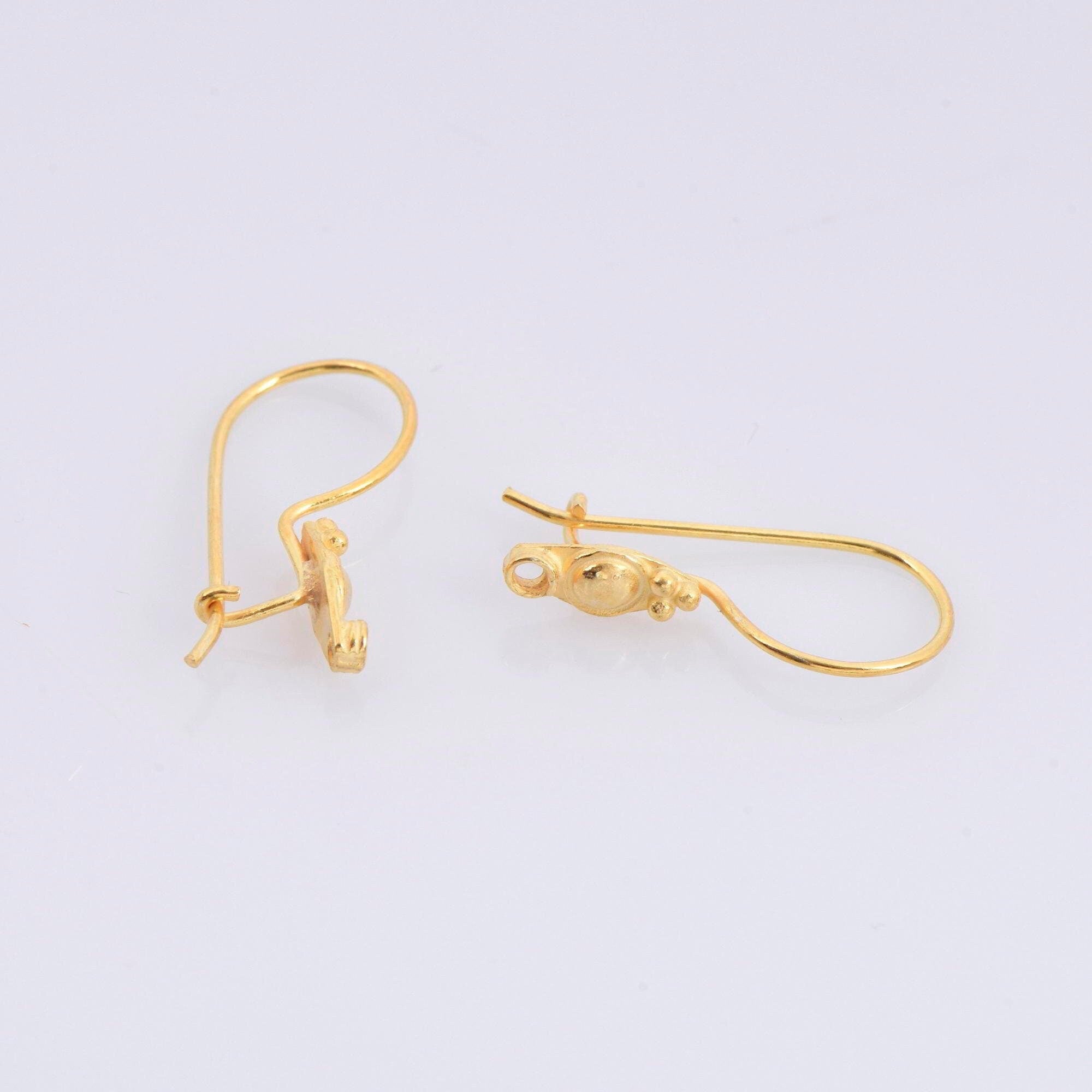 24K Gold Vermeil Ear Wires, 24K Gold Plated Earring Hooks, 925 Silver Flower Ear Wires, Earring Making Supply, Jewelry Making Findings, VM42