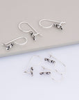 925 Sterling Silver Ear Wires, Solid Silver Earring Hooks, Oxidized Silver Flower Ear Wires, Earrings Making Supply, Jewelry Findings, M42