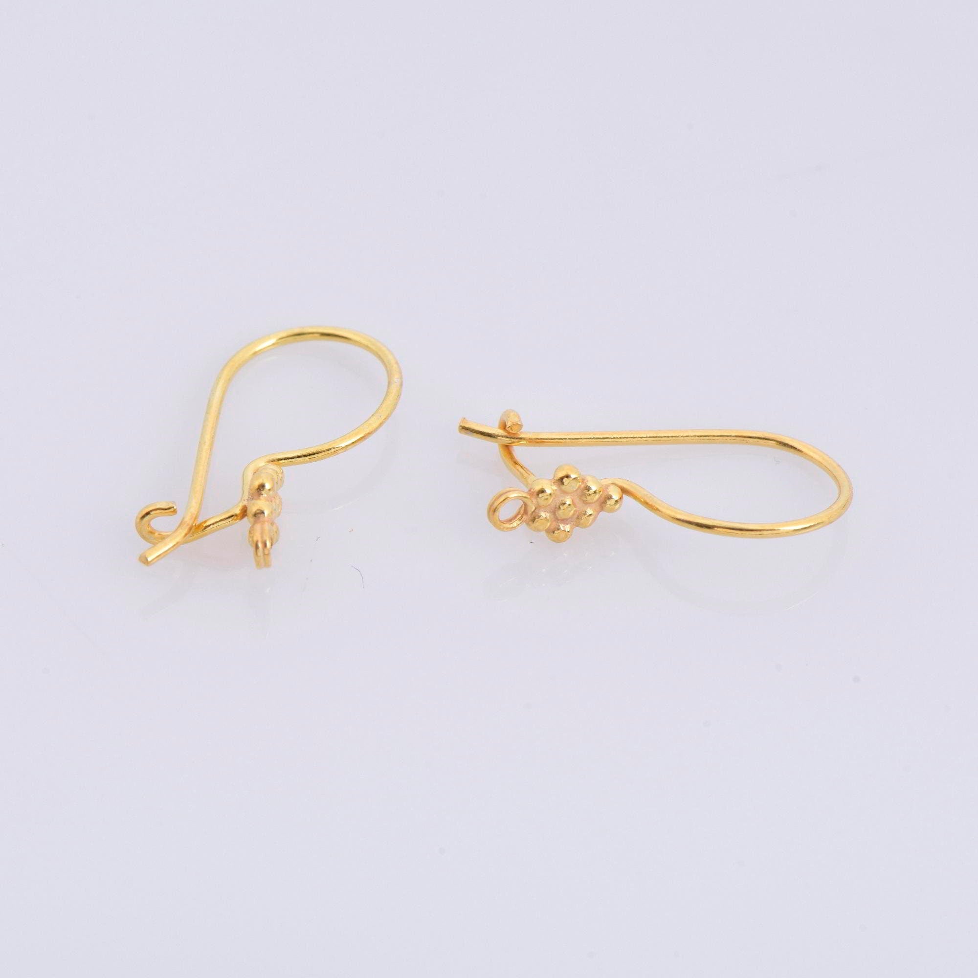 24K Gold Vermeil Flower Ear Wires, 24K Gold Plated Earring Hooks, 925 Silver Ear Wires, Earring Making Supply, Jewelry Making Findings, VM43
