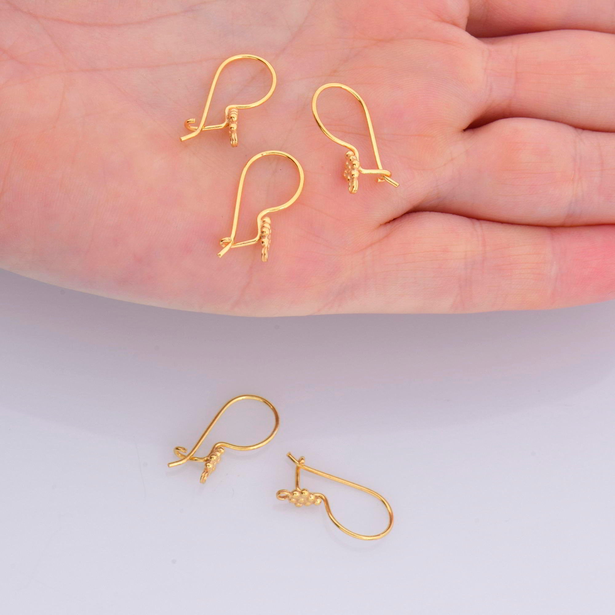 24K Gold Vermeil Flower Ear Wires, 24K Gold Plated Earring Hooks, 925 Silver Ear Wires, Earring Making Supply, Jewelry Making Findings, VM43