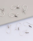 925 Sterling Silver Flower Ear Wires, Solid Silver Earring Hooks, Oxidized Silver Ear Wires, Earrings Making Supply, Jewelry Findings, M43