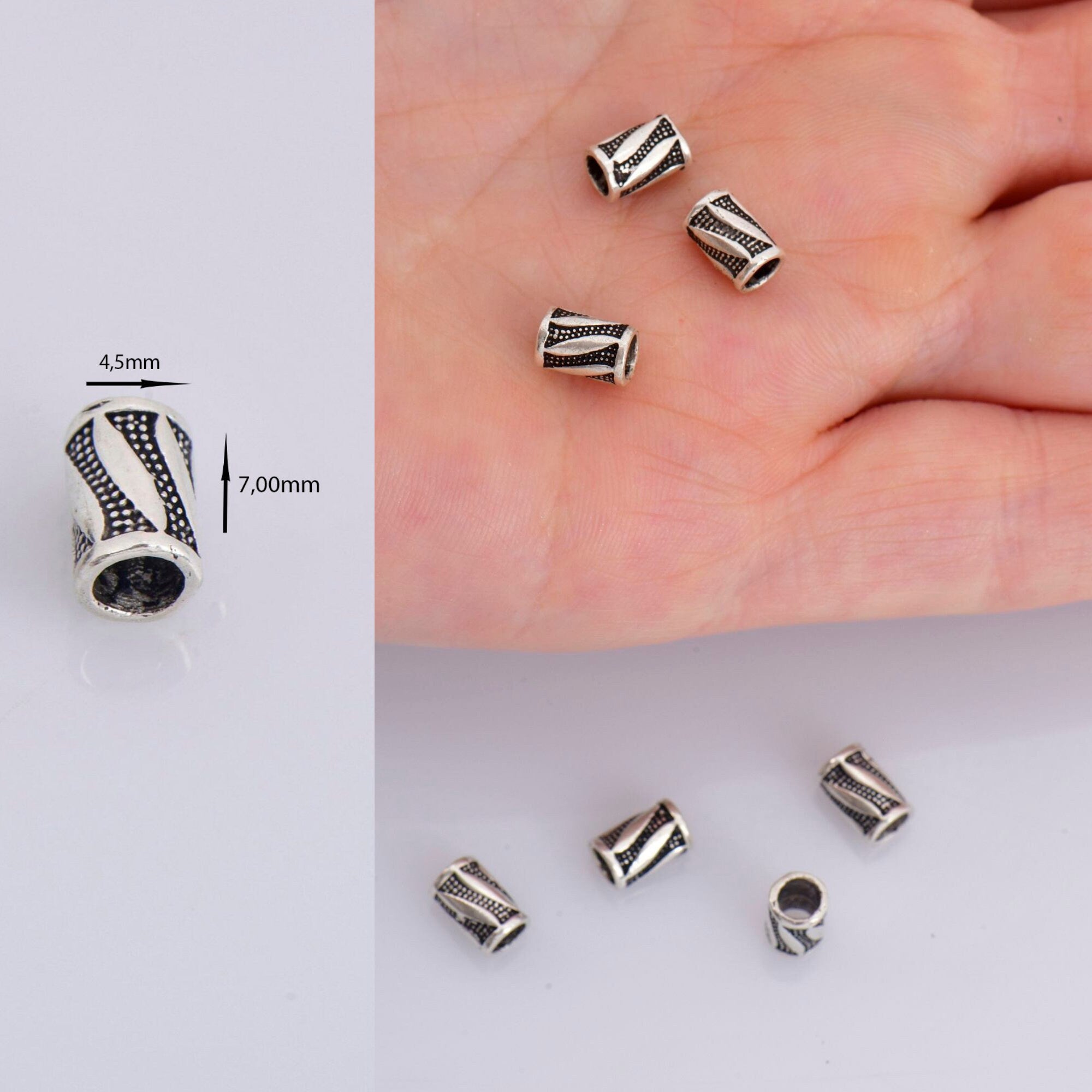24K Gold Vermeil & 925 Silver Tube Beads, Antique Silver Tube Beads in Gold, Spacer Tube Beads, Tube Beads For Jewelry Making, M/VM26
