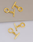 24K Gold Vermeil Toggle Clasps, 925 Solid Silver Toggle Clasp, Gold Plated Plain Toggle Clasp Set, Jewelry Supply, Jewelry Findings, VM58A