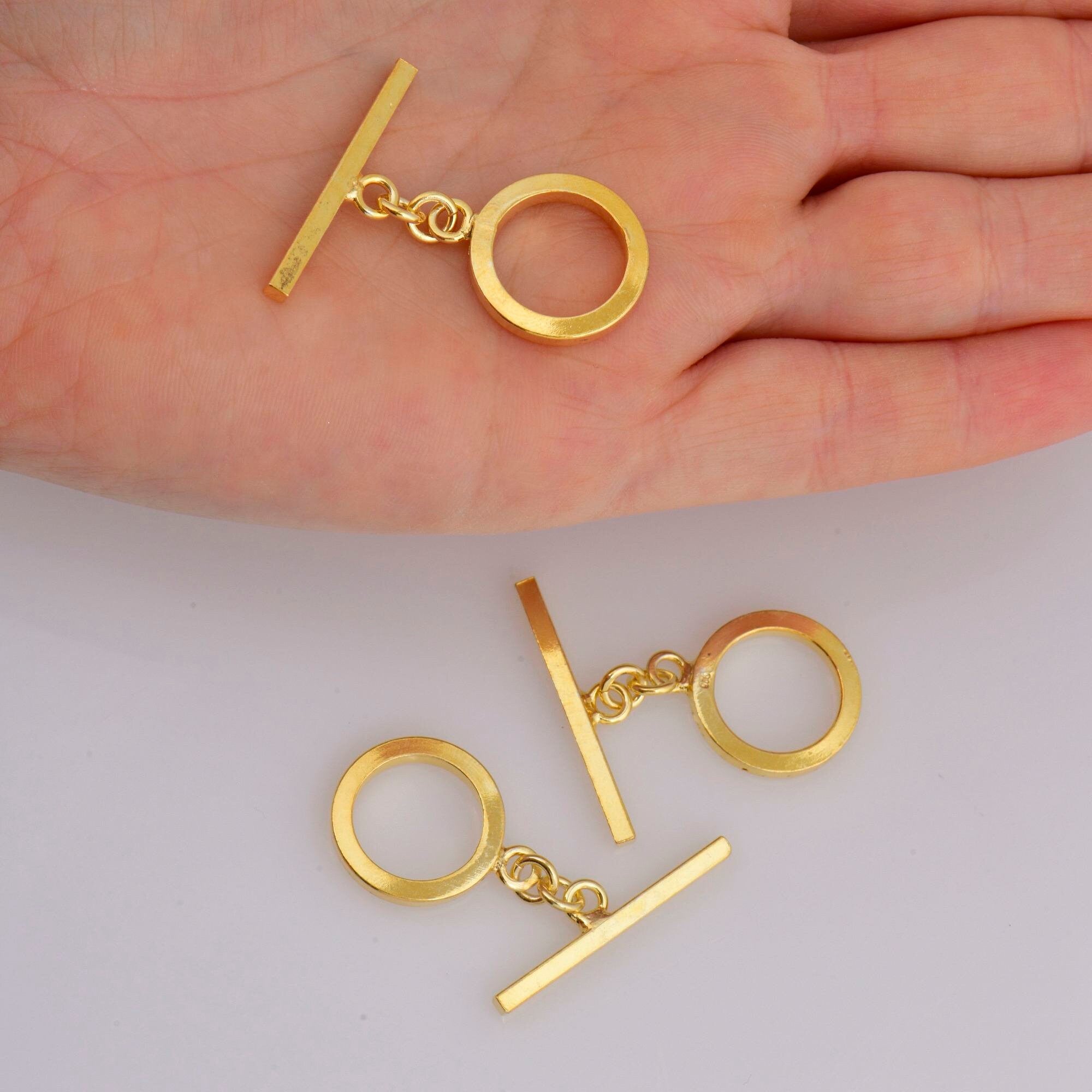 24K Gold Vermeil Toggle Clasps, 925 Solid Silver Toggle Clasp, Gold Plated Plain Toggle Clasp Set, Jewelry Supply, Jewelry Findings, VM58C