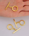 24K Gold Vermeil Toggle Clasps, 925 Solid Silver Toggle Clasp, Gold Plated Plain Toggle Clasp Set, Jewelry Supply, Jewelry Findings, VM58C