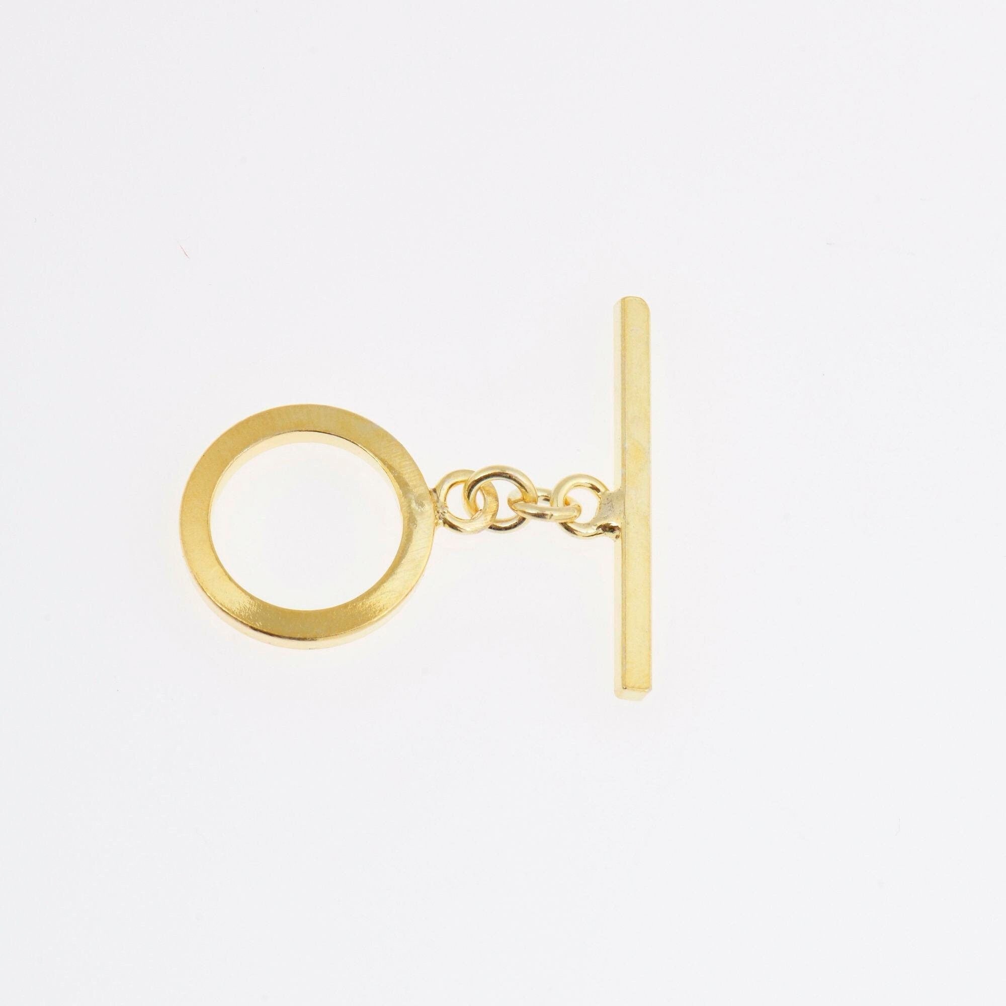 24K Gold Vermeil Toggle Clasps, 925 Solid Silver Toggle Clasp, Gold Plated Plain Toggle Clasp Set, Jewelry Supply, Jewelry Findings, VM58C