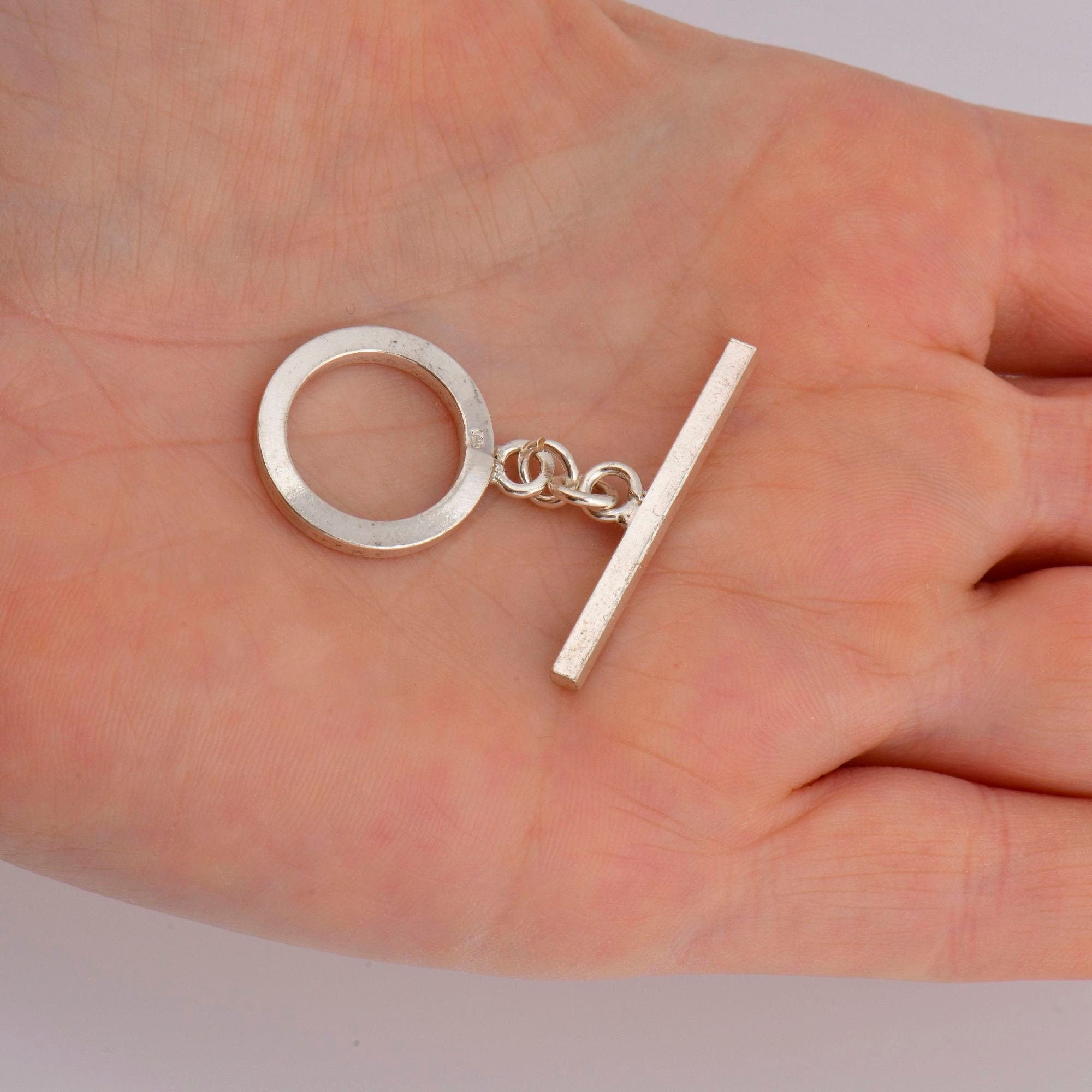 925 Silver Toggle Clasps, Solid Silver Toggle Clasp, Silver Plain Toggle Clasp Set, Jewelry Making Supplies, Jewelry Findings, M58A-C