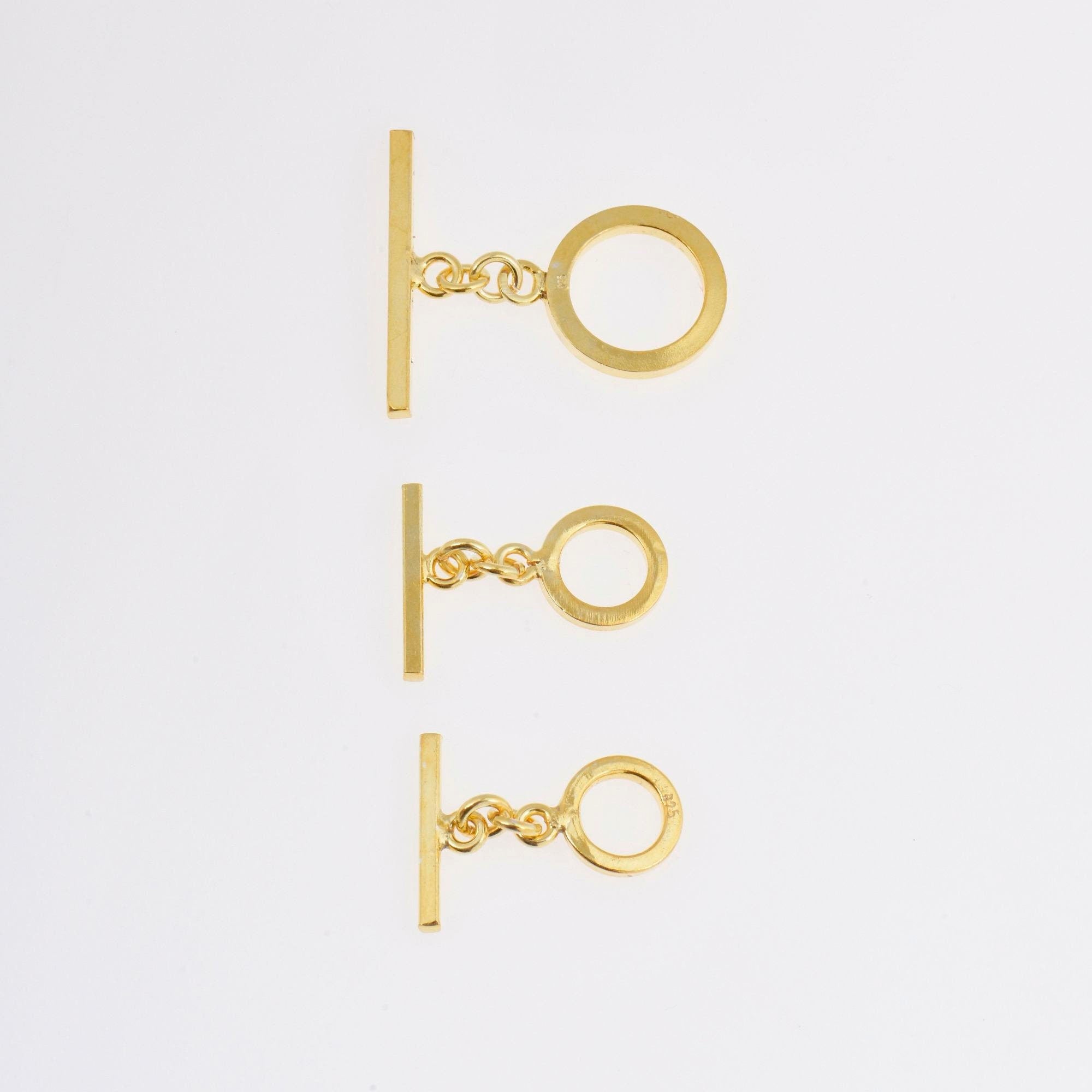 24K Gold Vermeil & 925 Silver Toggle Clasps, Silver Toggle Clasp, Plated Plain Toggle Clasp Set, Jewelry Supply, Jewelry Findings, M/VM58