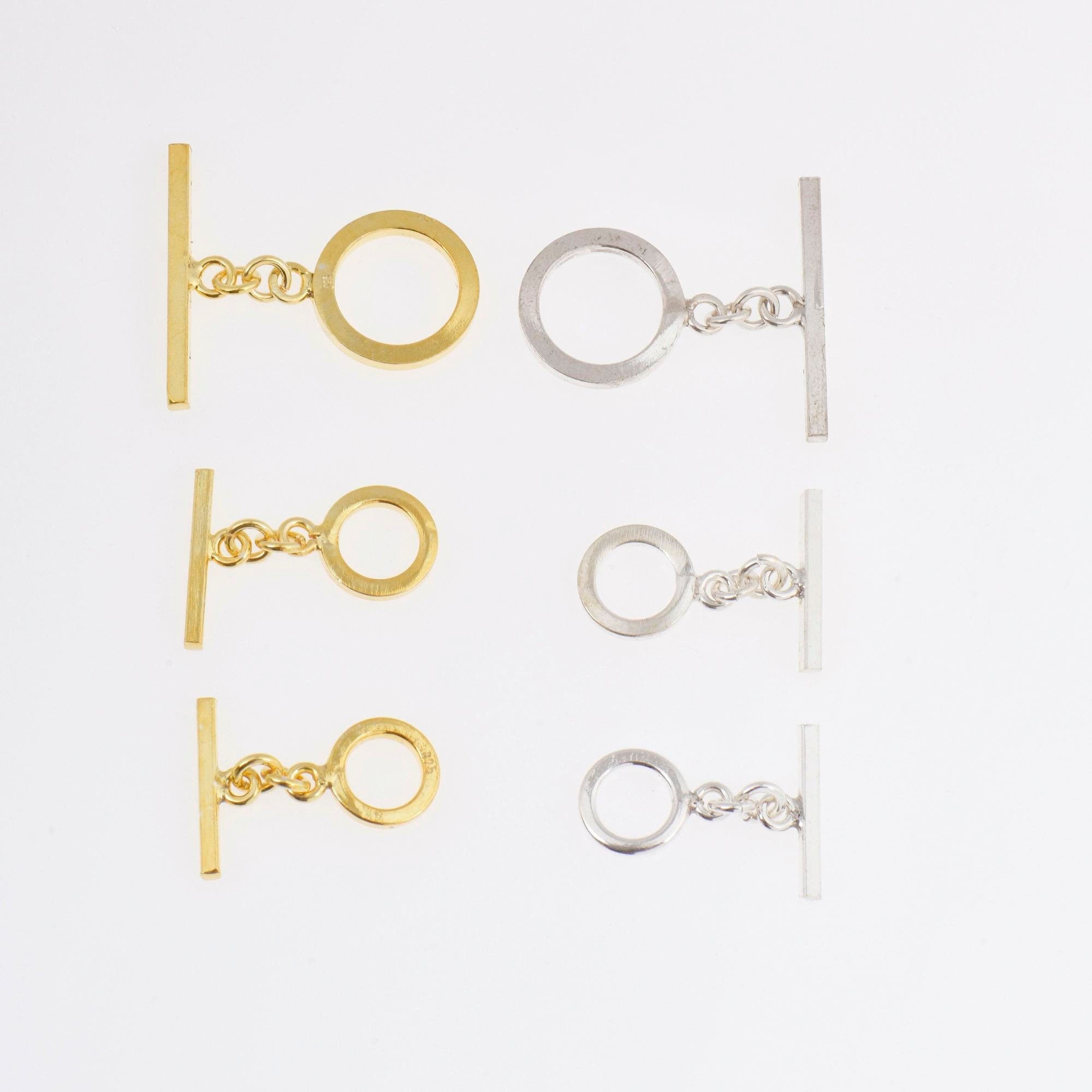 24K Gold Vermeil & 925 Silver Toggle Clasps, Silver Toggle Clasp, Plated Plain Toggle Clasp Set, Jewelry Supply, Jewelry Findings, M/VM58