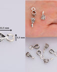925 Sterling Silver Filigree Bails with Open Loop, Solid Open Loop Bails, Antique Silver Connector Filigree Bails, Jewelry Findings, M34