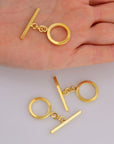 24K Gold Vermeil Toggle Clasps, 925 Solid Silver Toggle Clasp, Gold Plated Plain Toggle Clasp Set, Jewelry Supply, Jewelry Findings, VM58A-C
